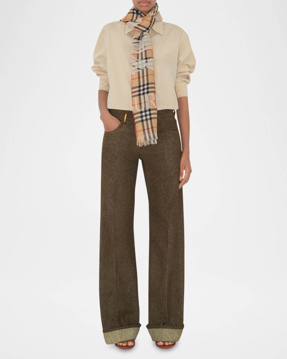 Rectangular EKD Check-Print Wool Scarf